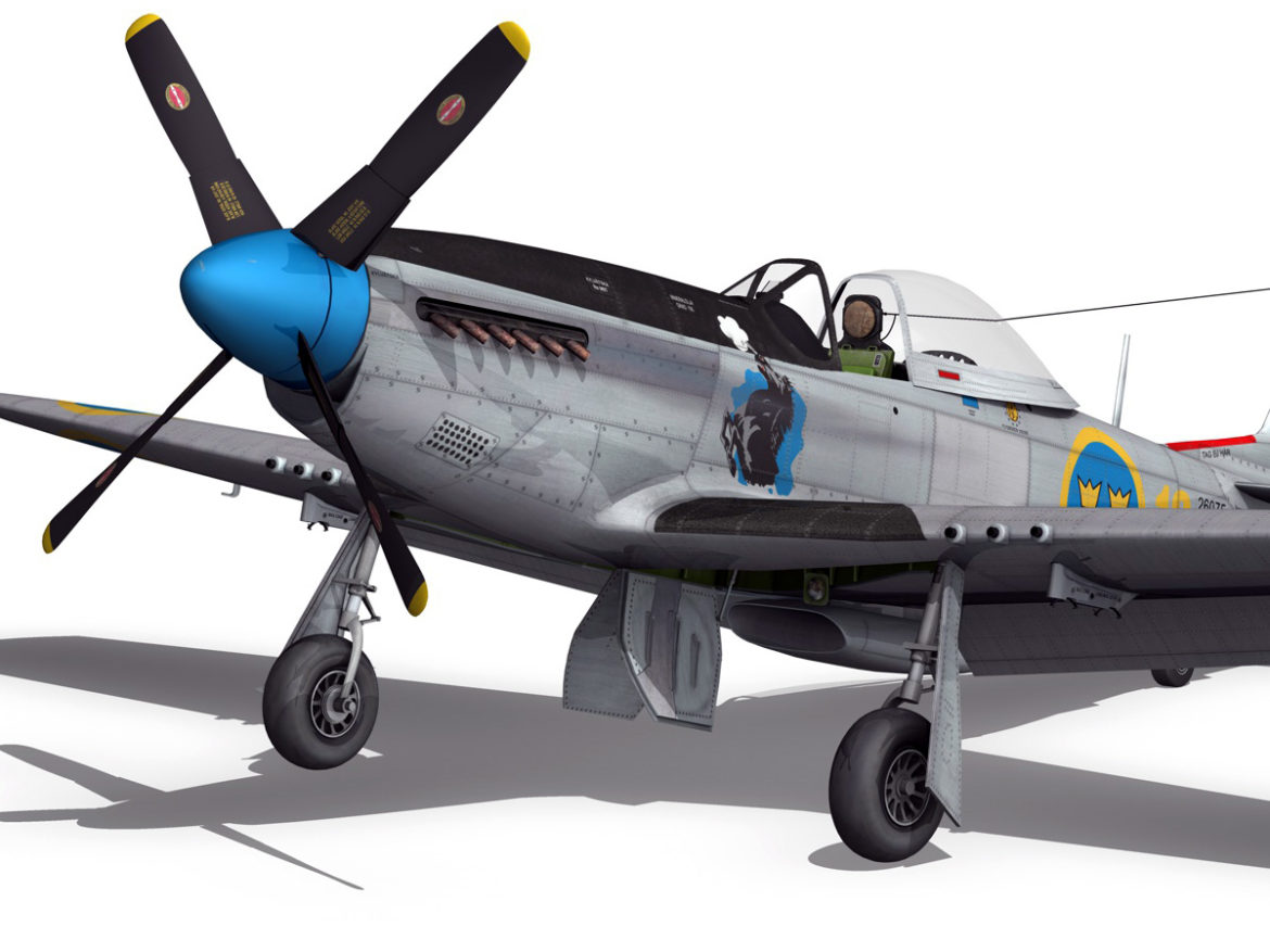 north american p-51d mustang – swedisch airforce 3d model fbx c4d lwo obj 268236