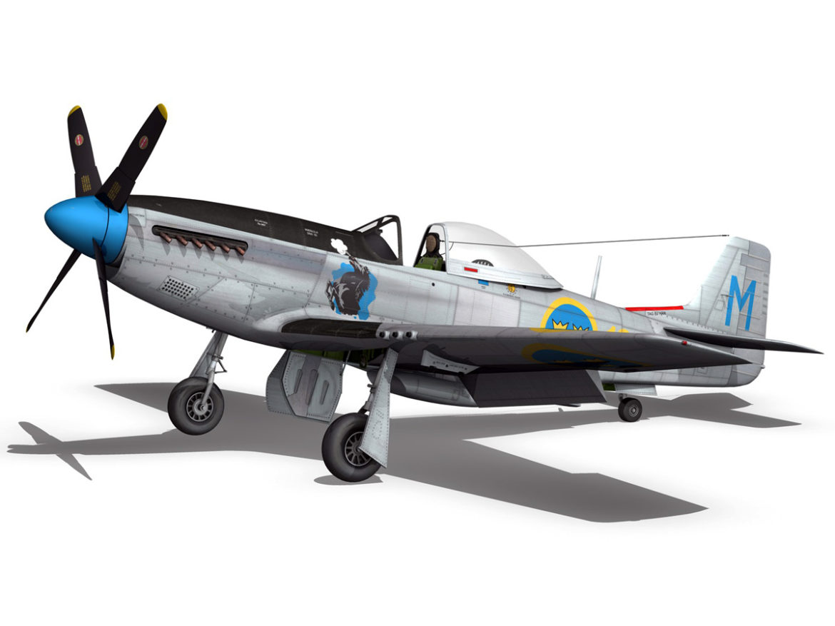north american p-51d mustang – swedisch airforce 3d model fbx c4d lwo obj 268237