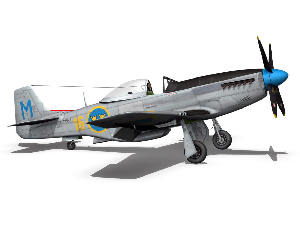 north american p-51d mustang – swedisch airforce 3d model fbx c4d lwo obj 268240