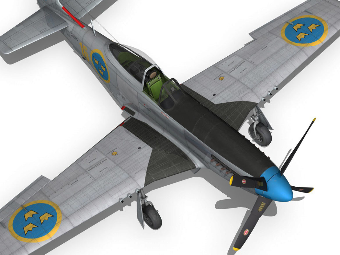 north american p-51d mustang – swedisch airforce 3d model fbx c4d lwo obj 268241