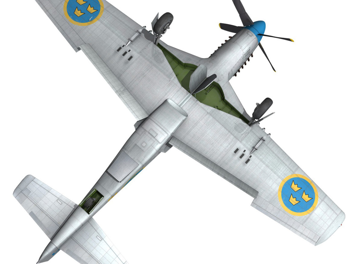 north american p-51d mustang – swedisch airforce 3d model fbx c4d lwo obj 268244