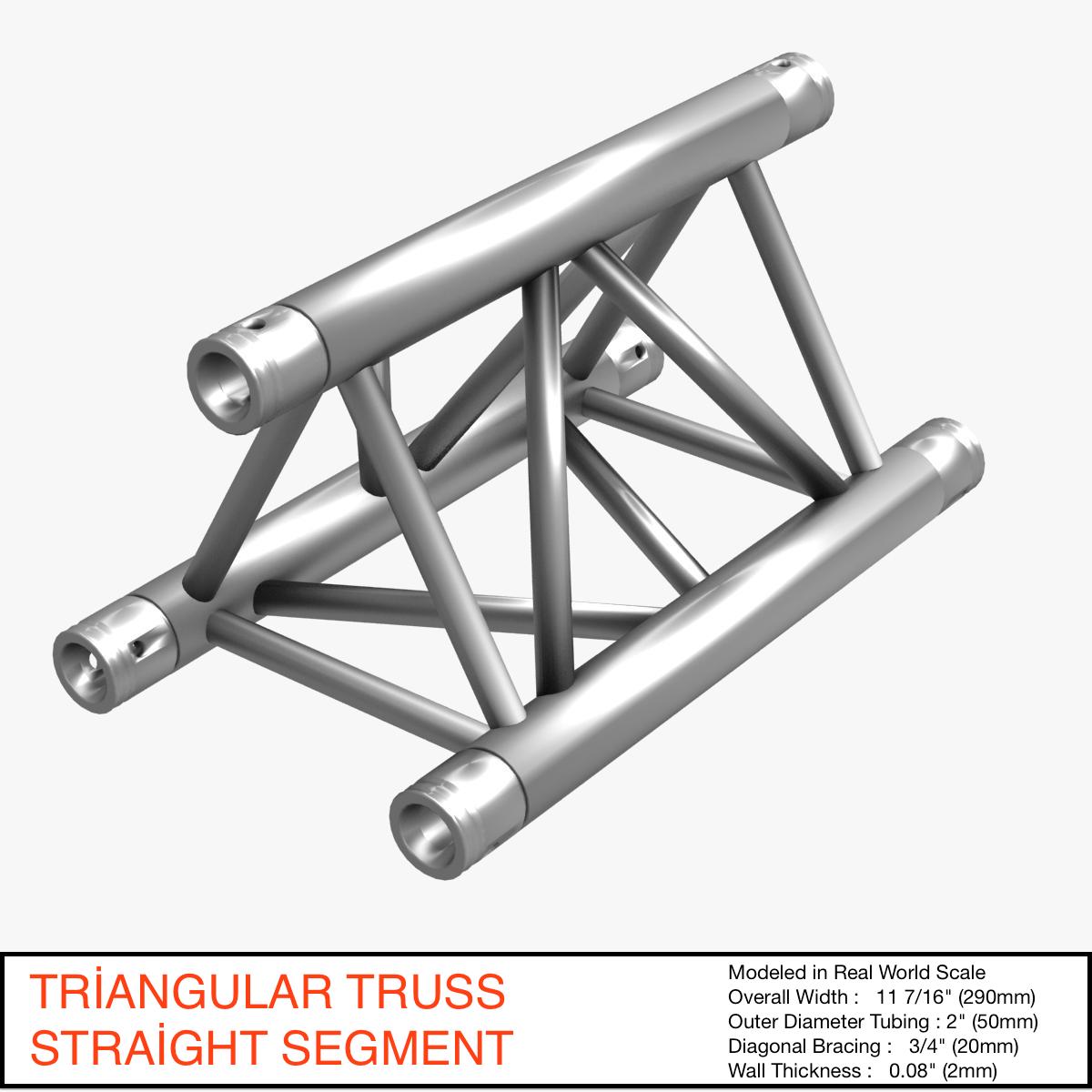 triangular truss straight segment 71 3d model 3ds max dxf fbx b3d c4d  obj 268960