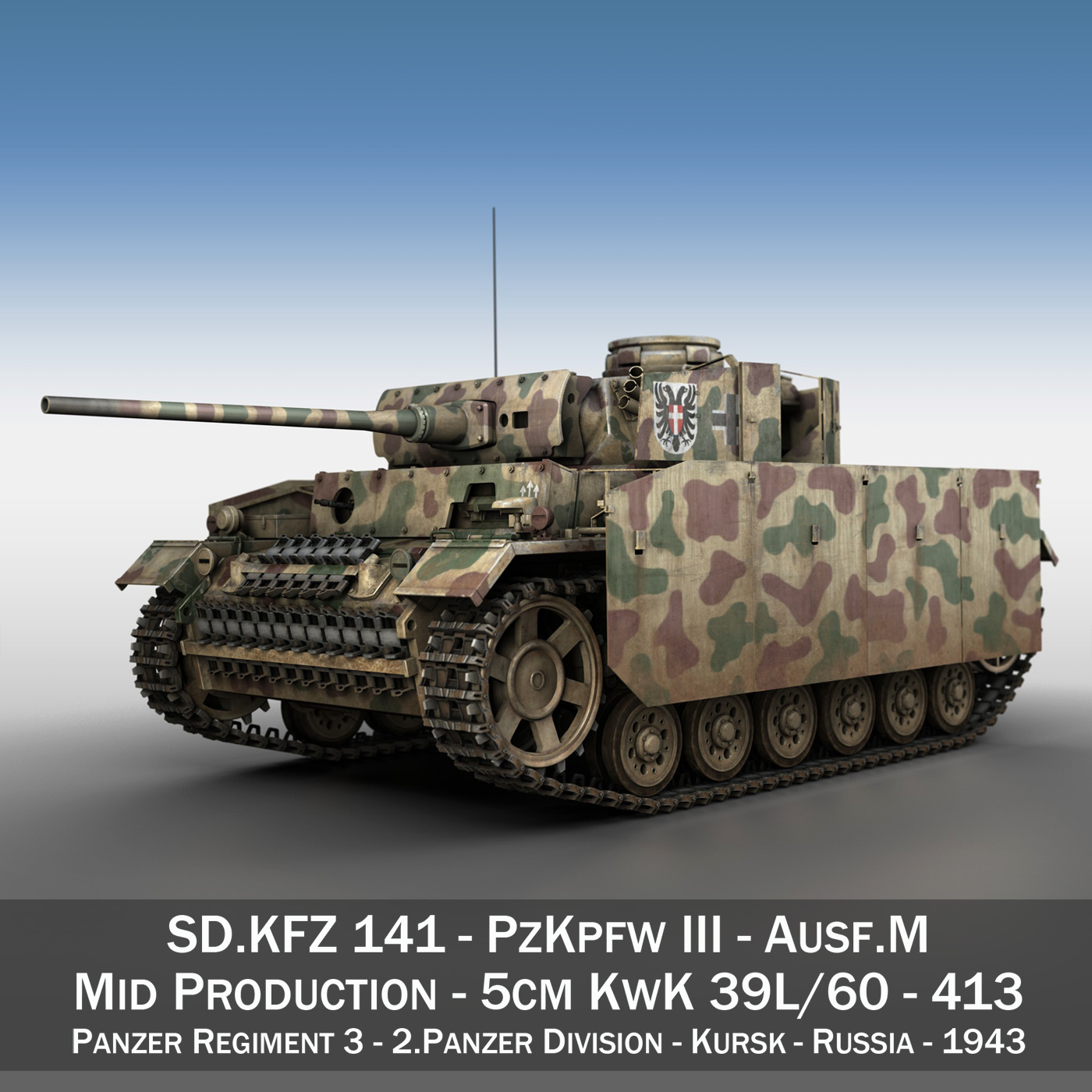 pzkpfw iii – panzer 3 – ausf.m – 413 3d model 3ds c4d lwo obj 269364