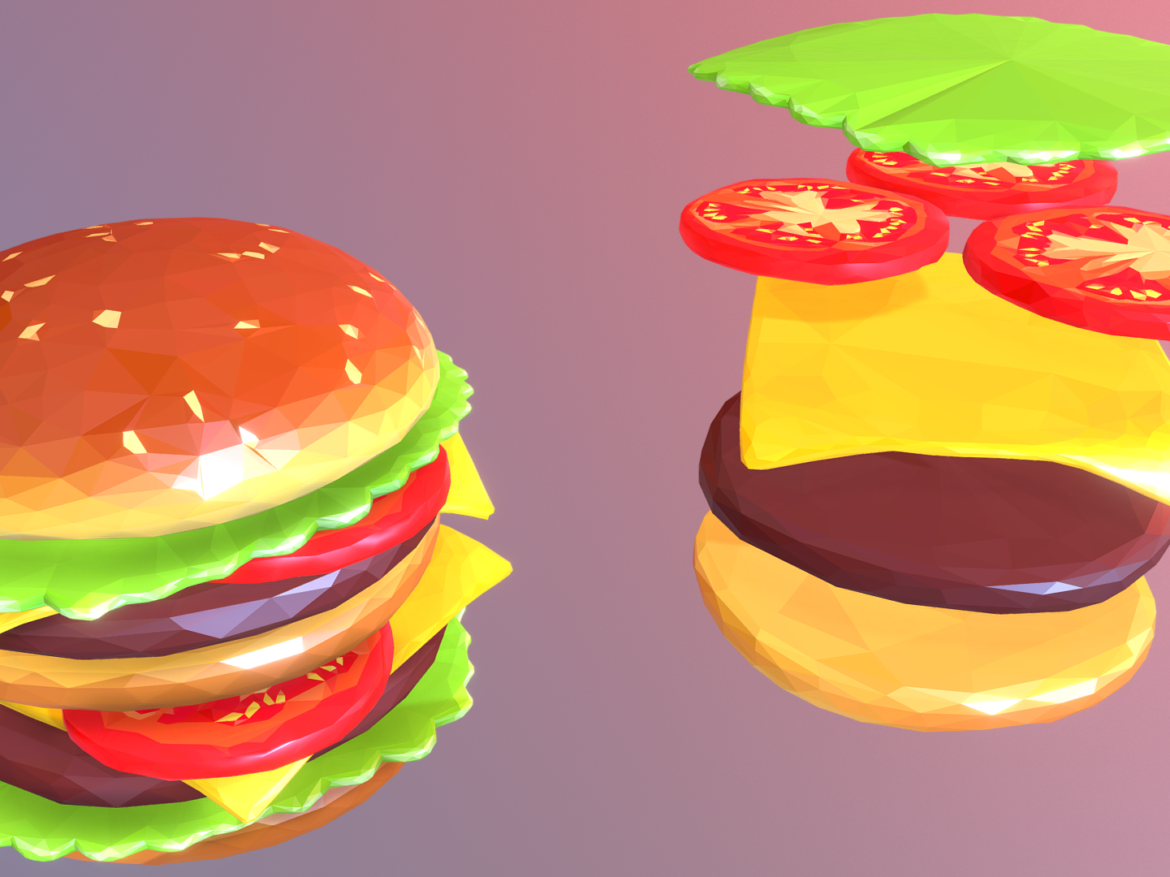 lowpolyart burger cheeseburger constructor 3d model 3ds max fbx jpeg jpg ma mb texture obj 269554