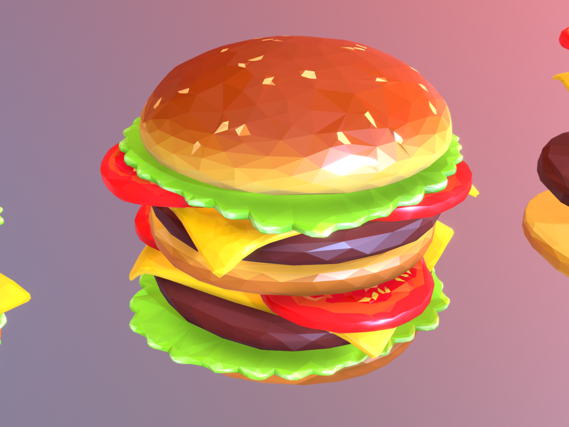lowpolyart burger cheeseburger constructor 3d model 3ds max fbx jpeg jpg ma mb texture obj 269555
