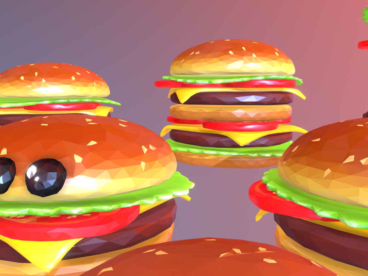 lowpolyart burger cheeseburger constructor 3d model 3ds max fbx jpeg jpg ma mb texture obj 269557