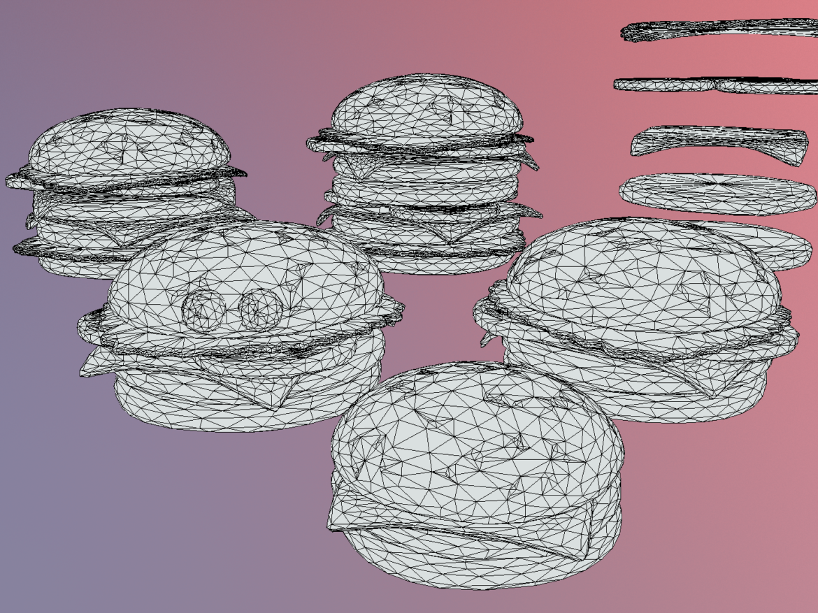 lowpolyart burger cheeseburger constructor 3d model 3ds max fbx jpeg jpg ma mb texture obj 269558