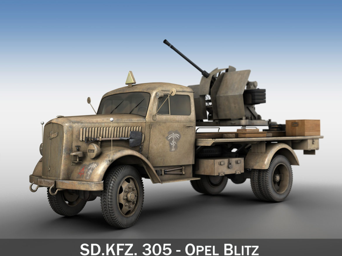 opel blitz with 2cm flak 38 – dak 3d model 3ds fbx c4d lwo obj 269992