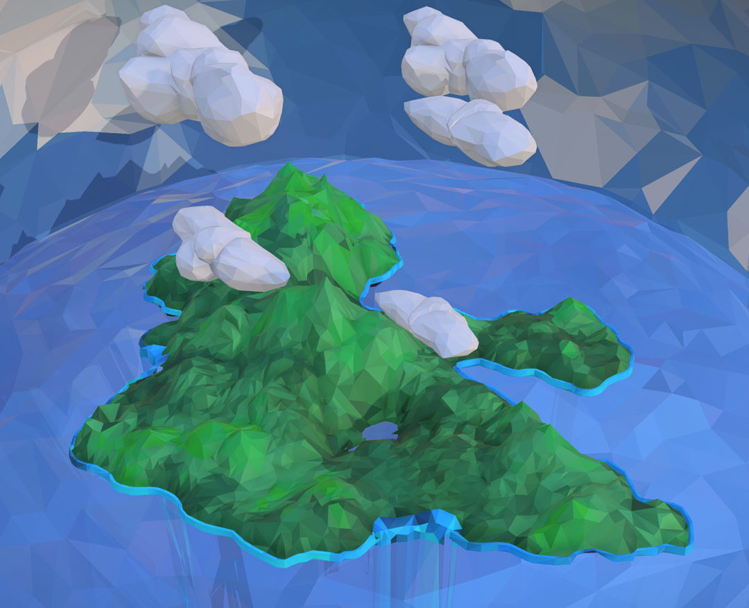 polygon art green waterfall island mountain 3d model max fbx ma mb tga targa icb vda vst pix obj 270079