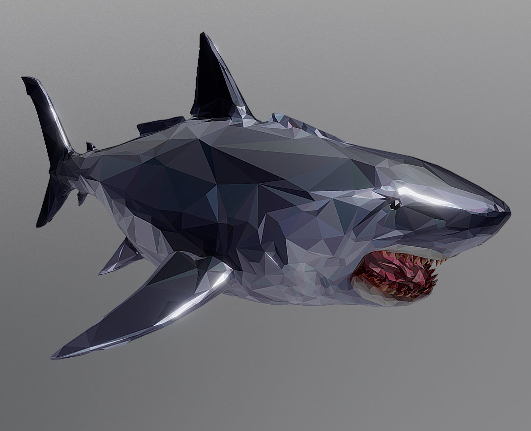 dark shark low polygon 3d model 3ds max fbx ma mb tga targa icb vda vst pix obj 270309
