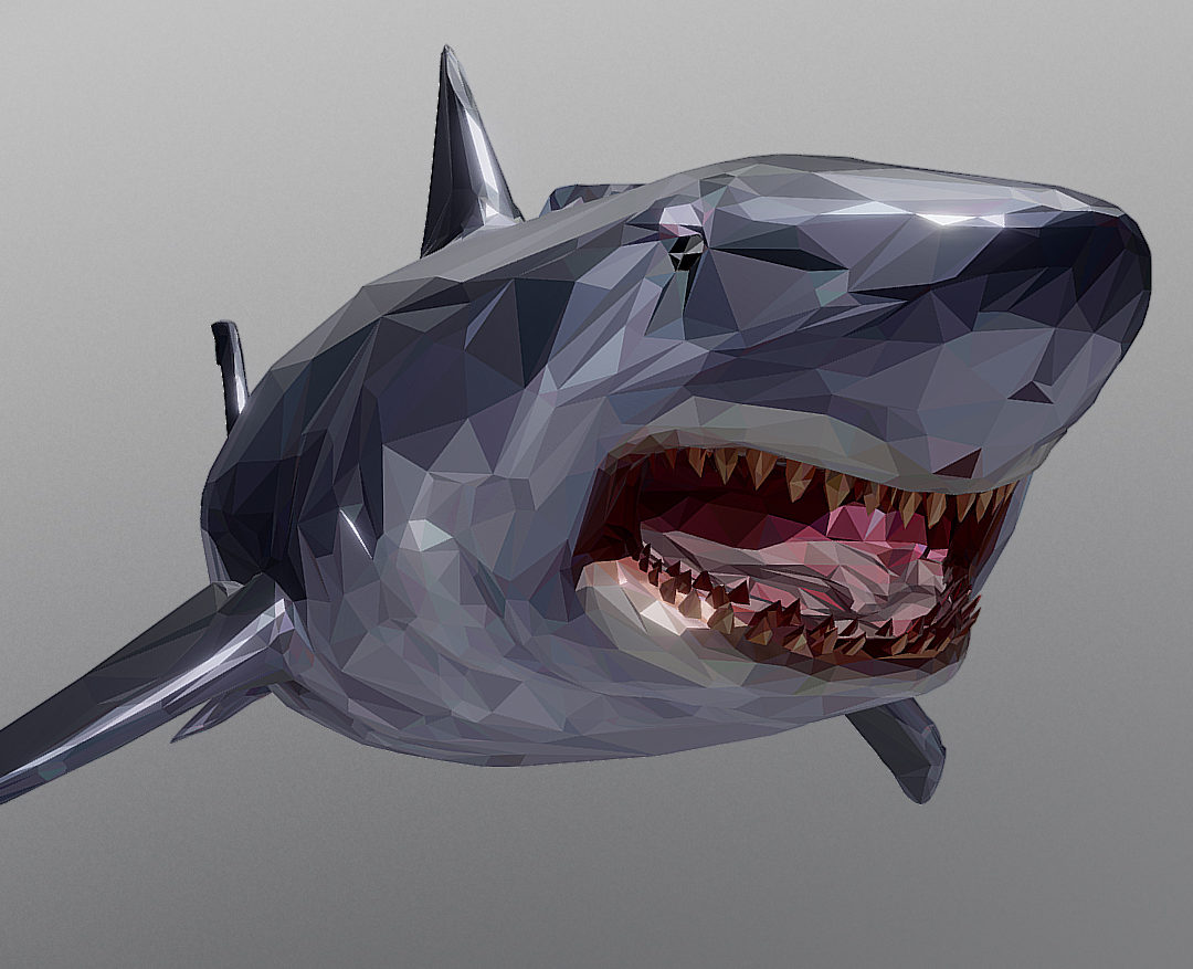 dark shark low polygon 3d model 3ds max fbx ma mb tga targa icb vda vst pix obj 270311