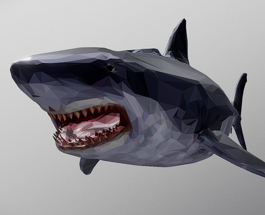 dark shark low polygon 3d model 3ds max fbx ma mb tga targa icb vda vst pix obj 270312