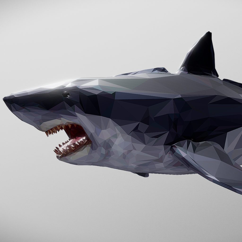 Dark Shark Low Polygon 3D Model - FlatPyramid