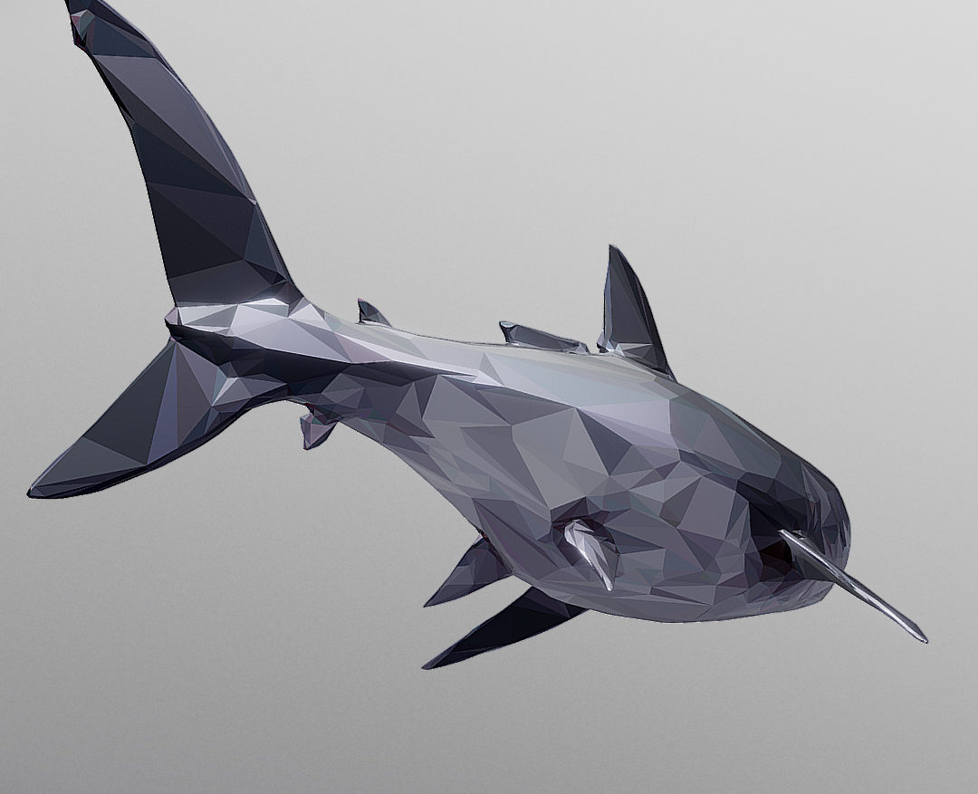 dark shark low polygon 3d model 3ds max fbx ma mb tga targa icb vda vst pix obj 270317