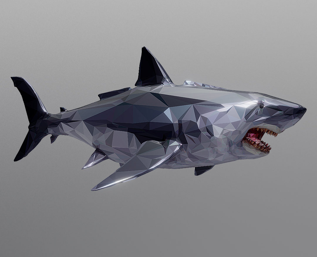 dark shark low polygon 3d model 3ds max fbx ma mb tga targa icb vda vst pix obj 270318