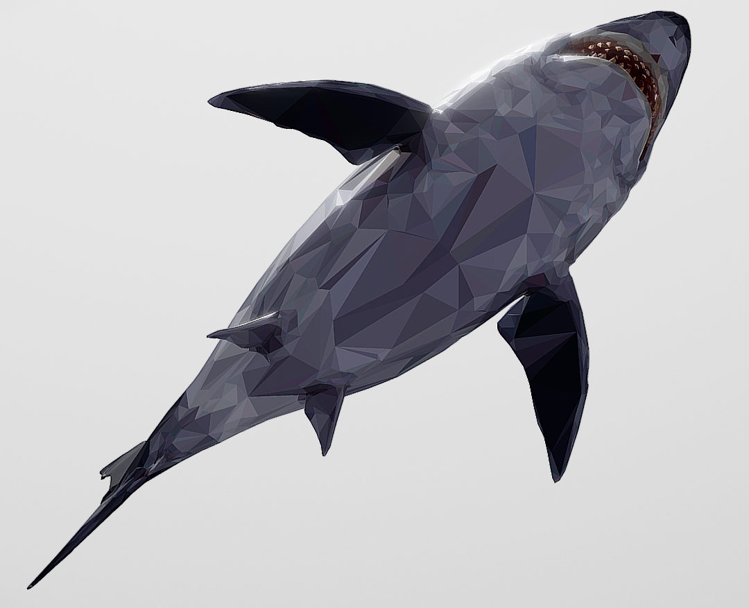 dark shark low polygon 3d model 3ds max fbx ma mb tga targa icb vda vst pix obj 270321