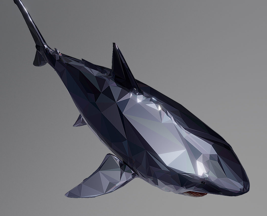 dark shark low polygon 3d model 3ds max fbx ma mb tga targa icb vda vst pix obj 270322