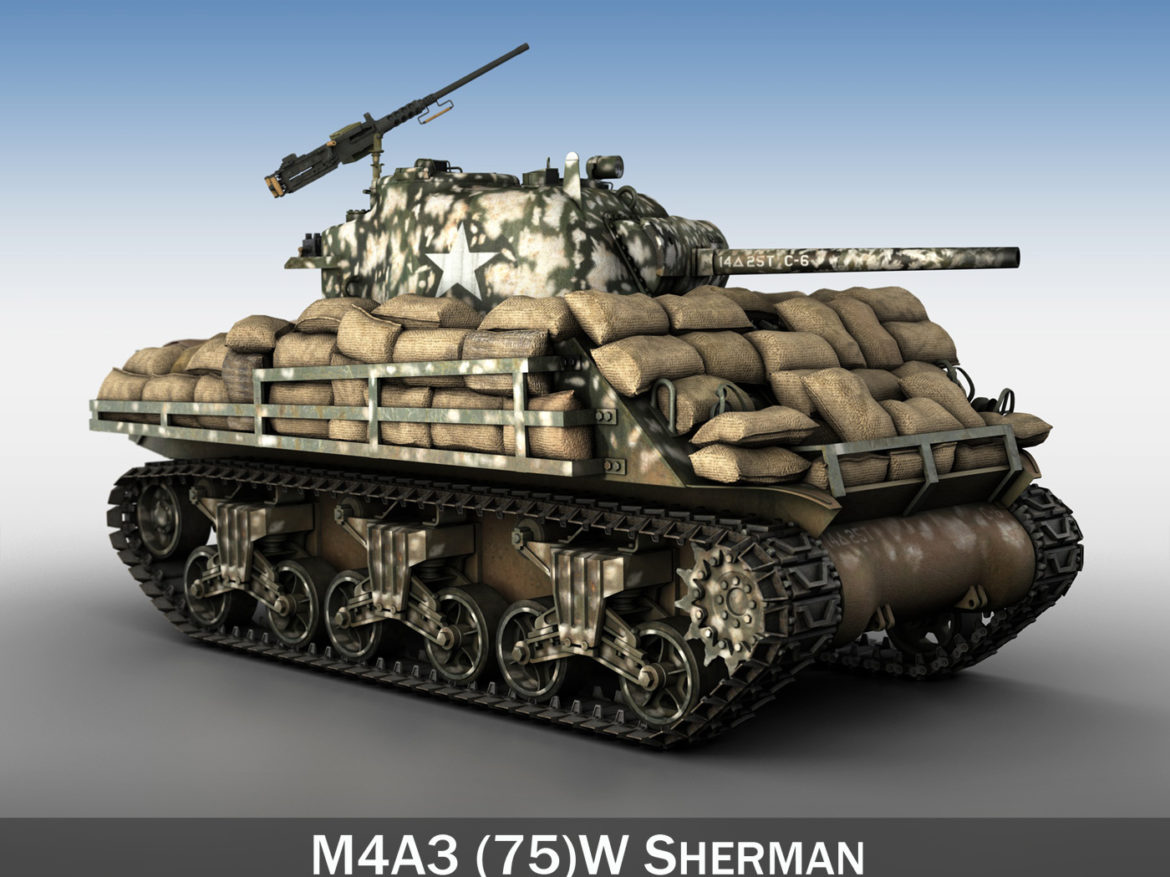 m4a3 (75) w sherman – 25tb 3d model 3ds fbx c4d lwo obj 270674