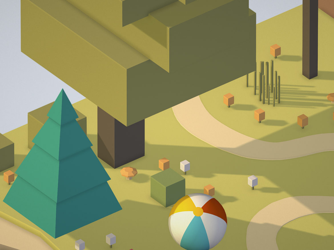 isometric campsite near a river mountain 3d model 3ds max fbx ma mb png obj 271129