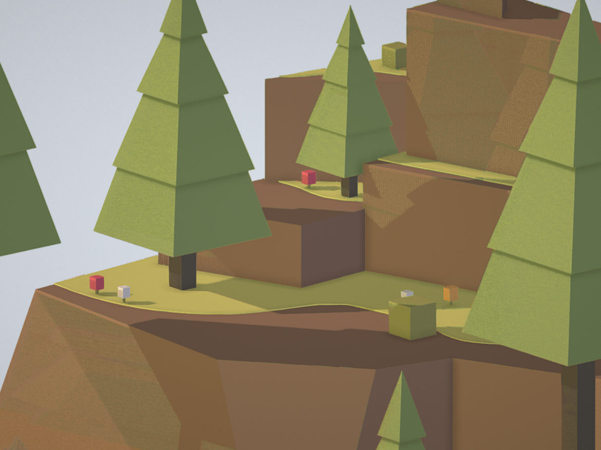 isometric campsite near a river mountain 3d model 3ds max fbx ma mb png obj 271131