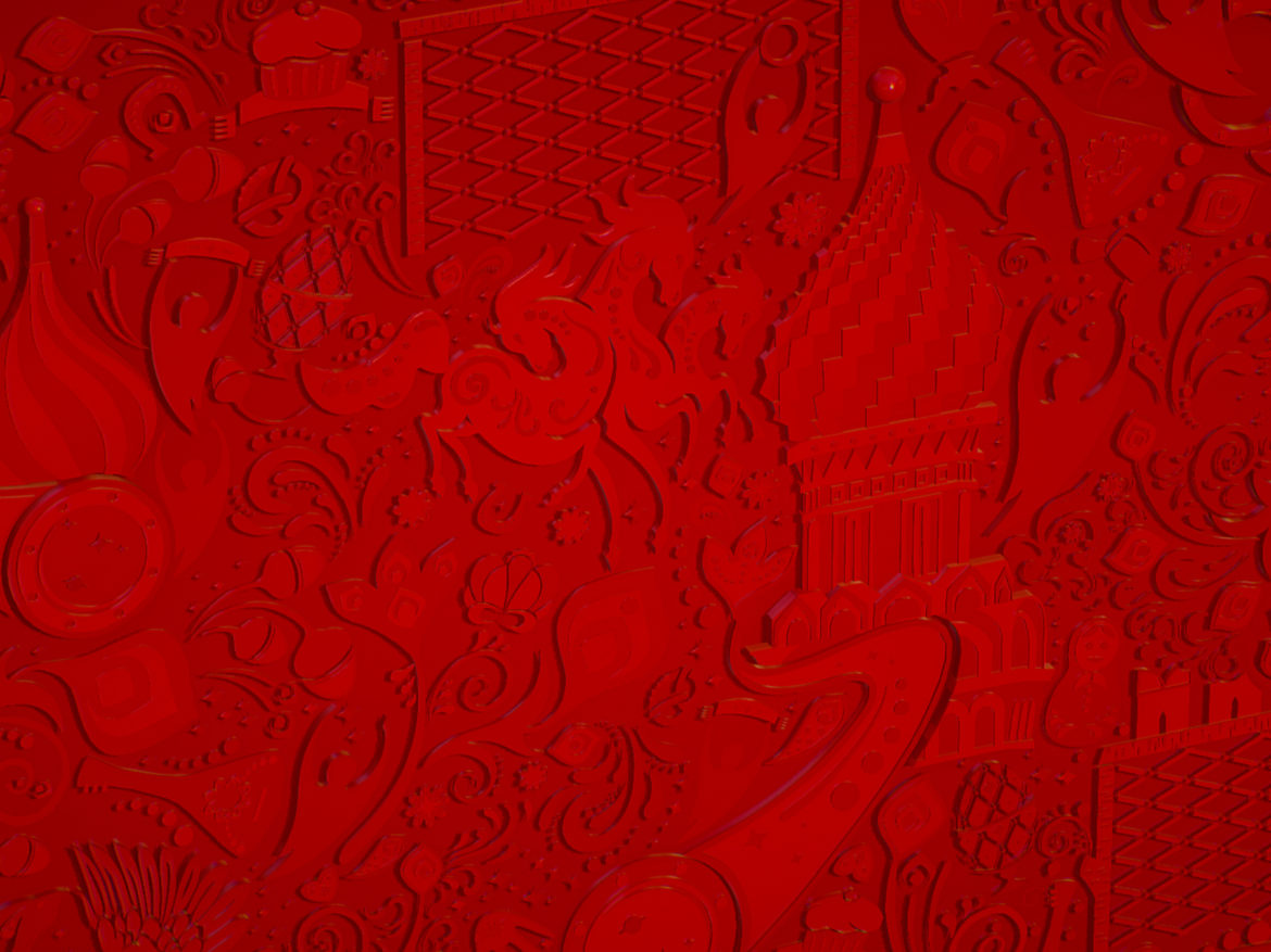 russian geometric tile ornament decoration red 3d model max fbx jpeg jpg ma mb obj 271194