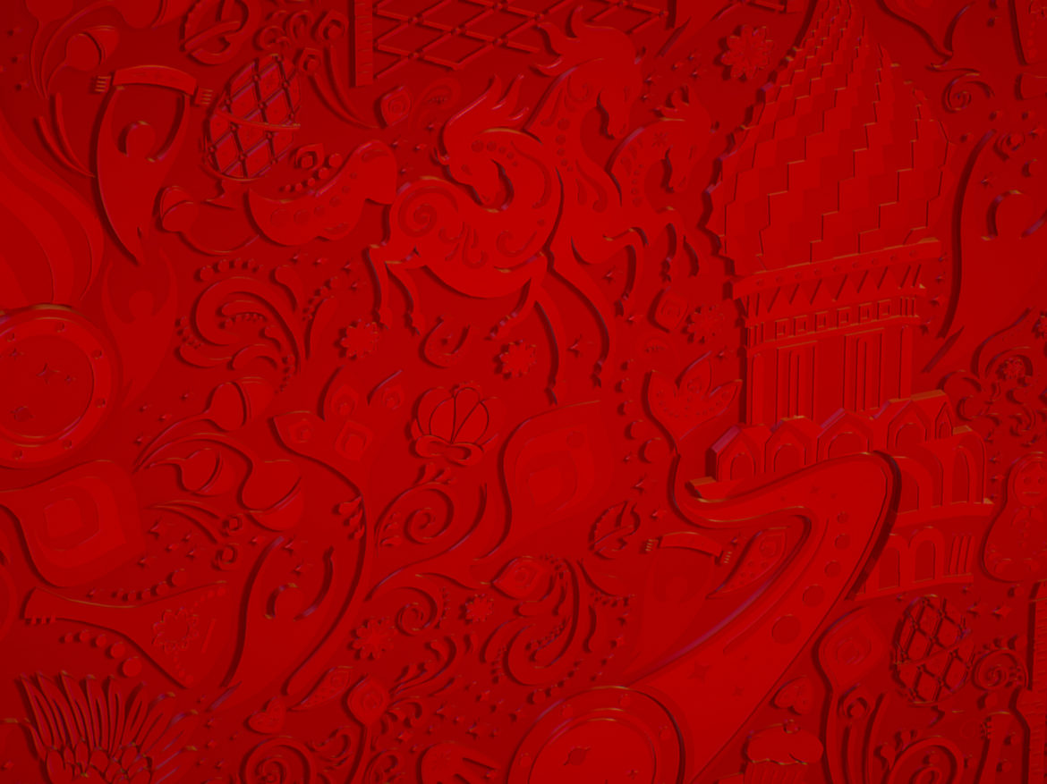 russian geometric tile ornament decoration red 3d model max fbx jpeg jpg ma mb obj 271195