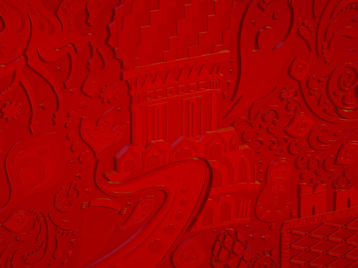 russian geometric tile ornament decoration red 3d model max fbx jpeg jpg ma mb obj 271201