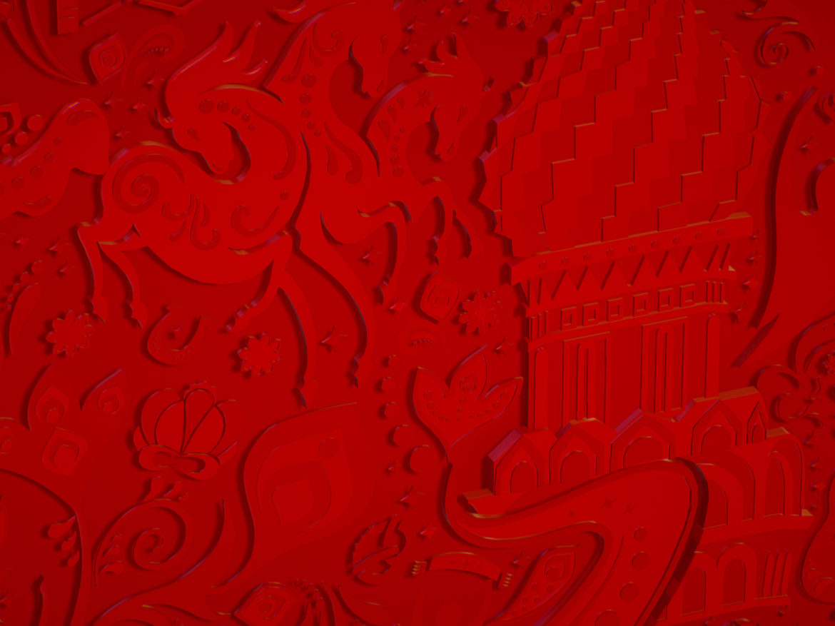 russian geometric tile ornament decoration red 3d model max fbx jpeg jpg ma mb obj 271202