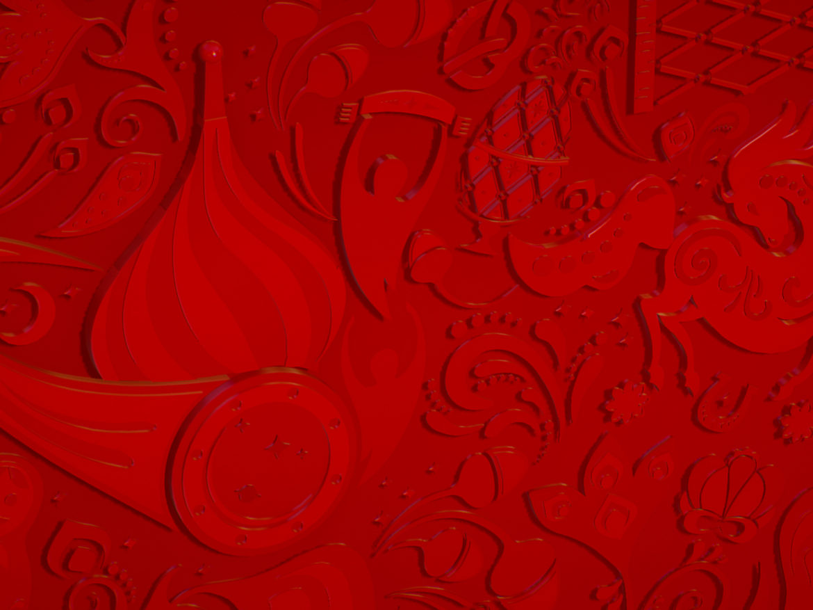 russian geometric tile ornament decoration red 3d model max fbx jpeg jpg ma mb obj 271203