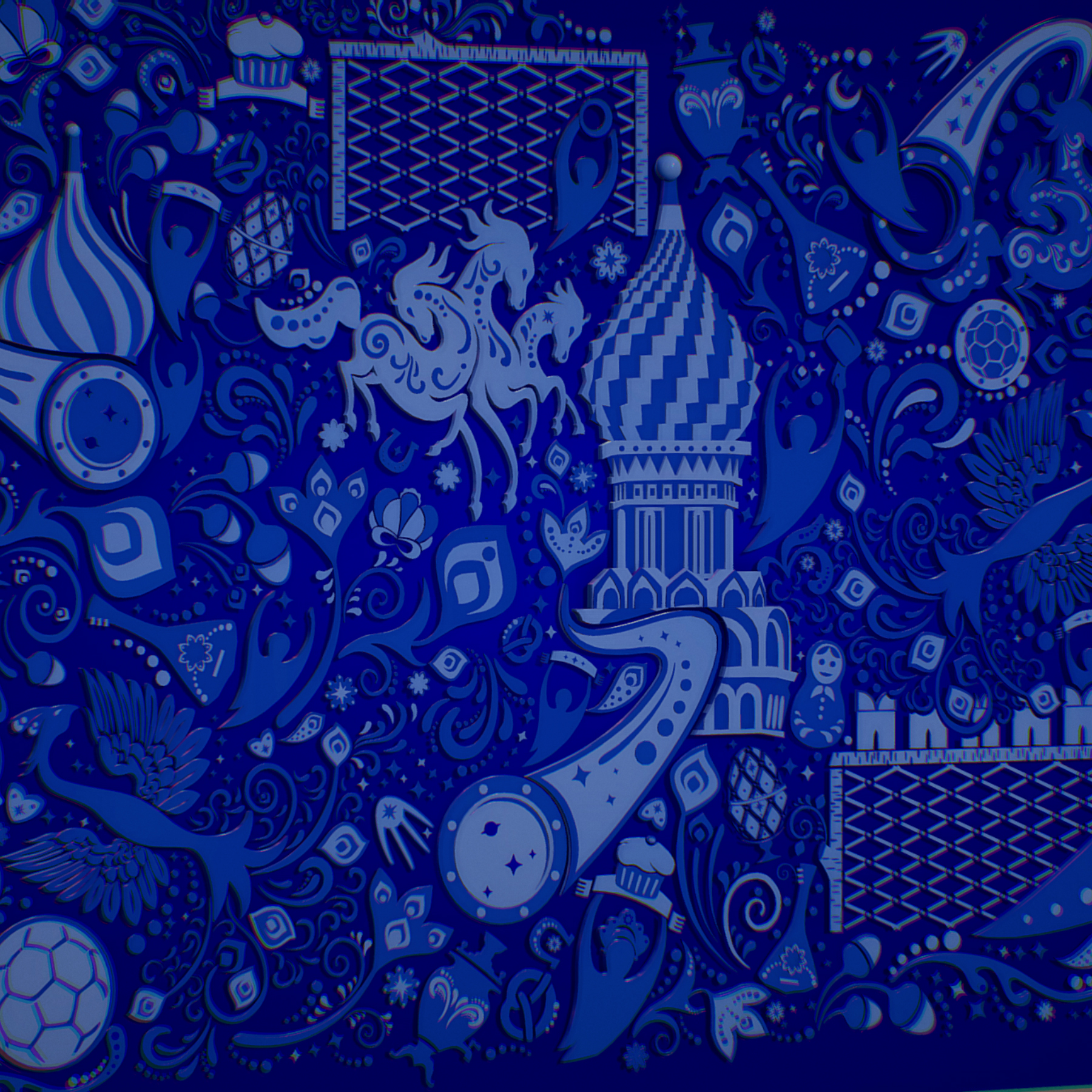 russian geometric tile ornament decoration blue 3d model max fbx jpeg jpg ma mb obj 271237