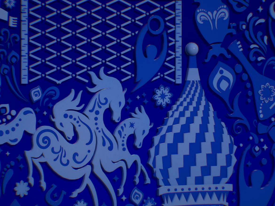 russian geometric tile ornament decoration blue 3d model max fbx jpeg jpg ma mb obj 271240