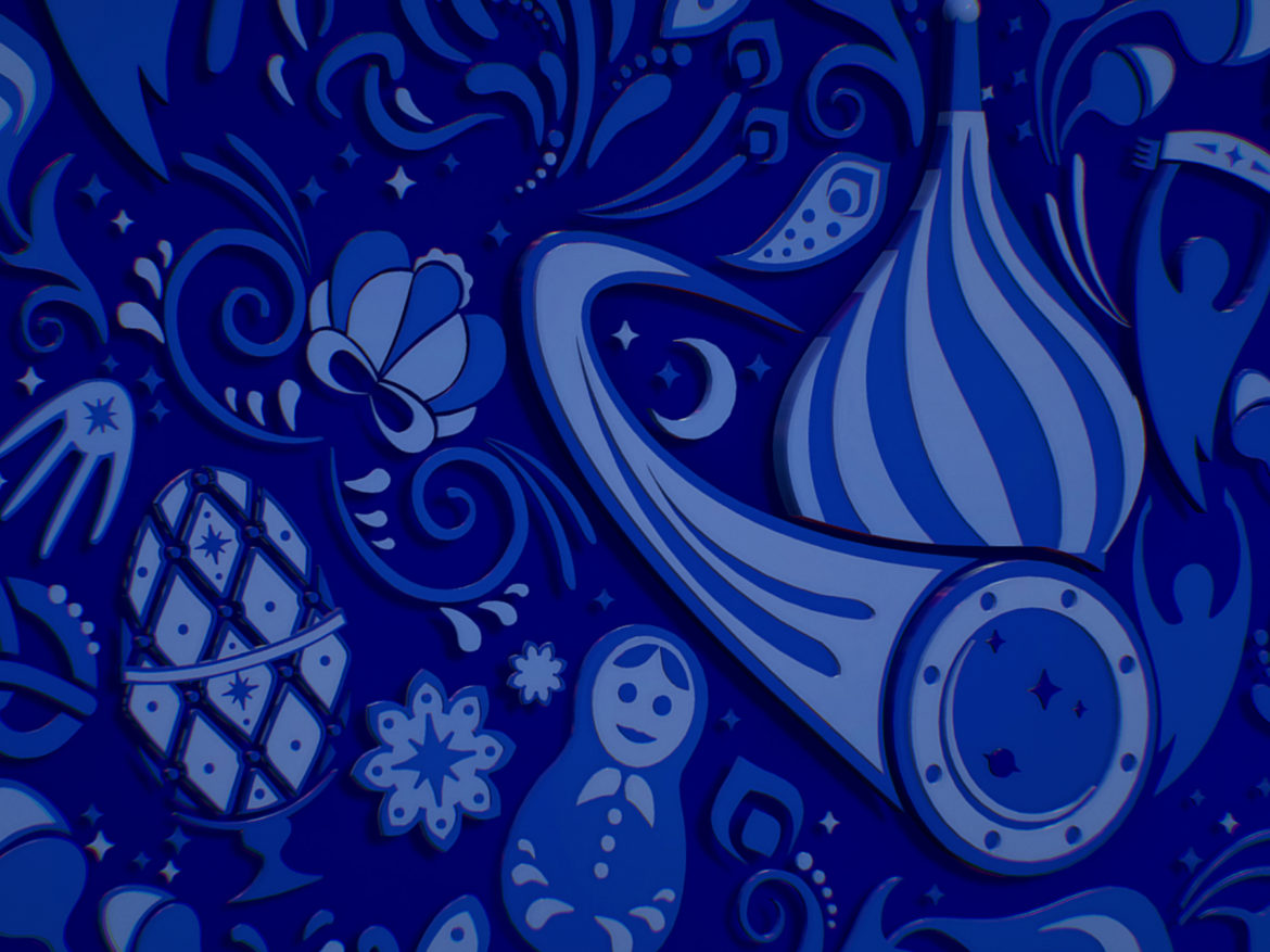 russian geometric tile ornament decoration blue 3d model max fbx jpeg jpg ma mb obj 271241