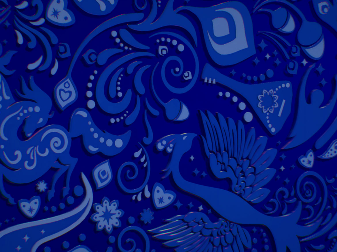 russian geometric tile ornament decoration blue 3d model max fbx jpeg jpg ma mb obj 271242