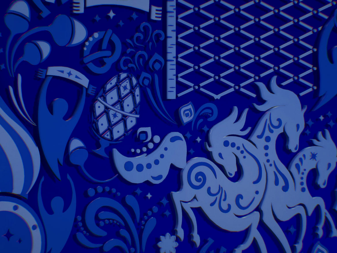 russian geometric tile ornament decoration blue 3d model max fbx jpeg jpg ma mb obj 271247