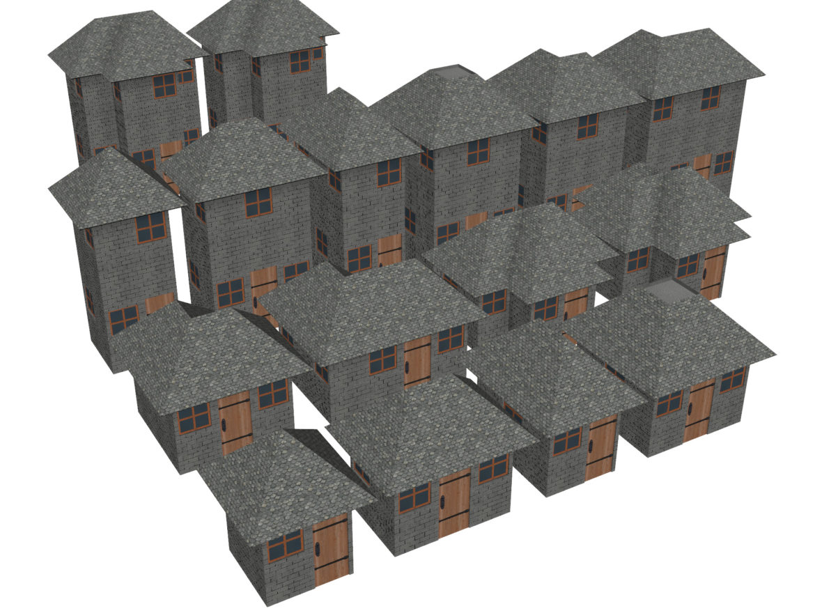 modular brick house set 3d model fbx ma mb 271393
