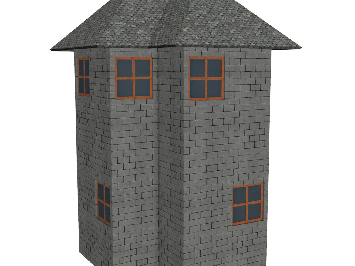 modular brick house set 3d model fbx ma mb 271396
