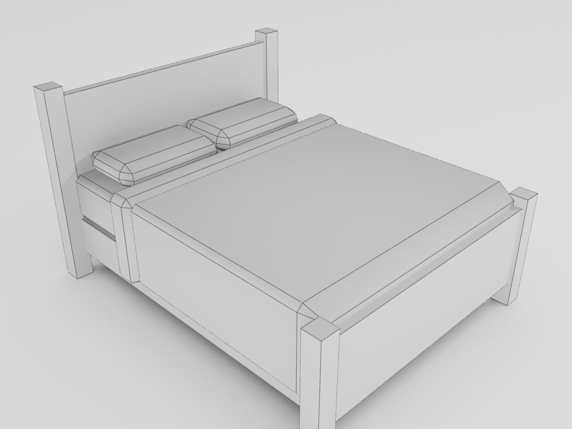 double bed 3d model 3ds max fbx obj 271945