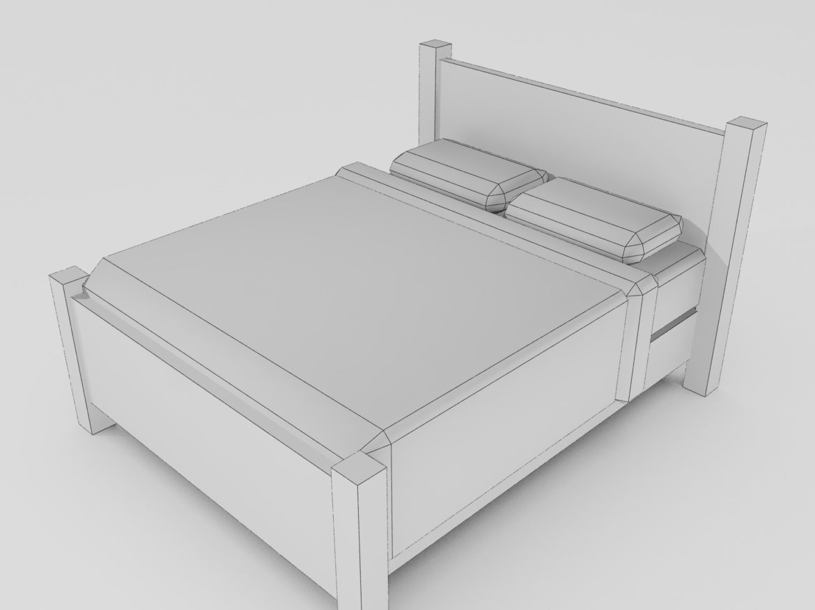 double bed 3d model 3ds max fbx obj 271947
