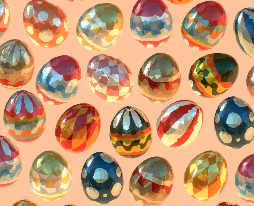 low poly art animated easter ornamental eggs 3d model max  fbx jpeg jpg ma mb obj 272183