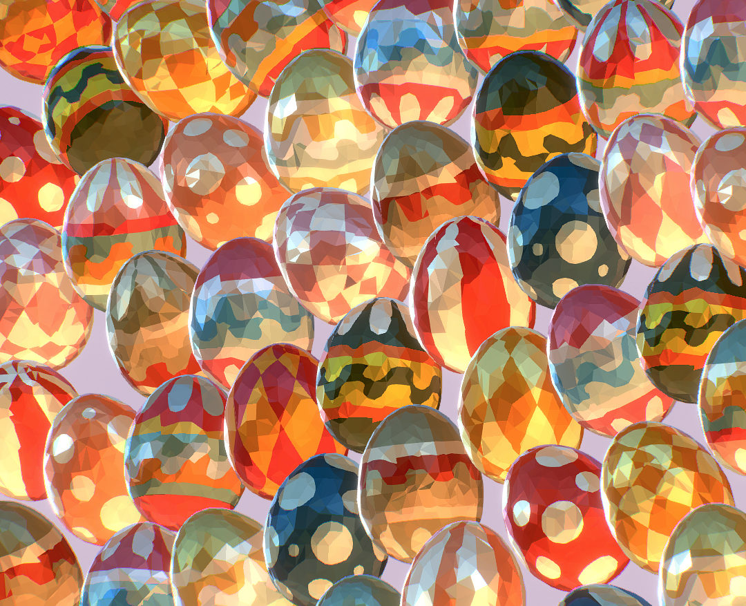 low poly art animated easter ornamental eggs 3d model max  fbx jpeg jpg ma mb obj 272189