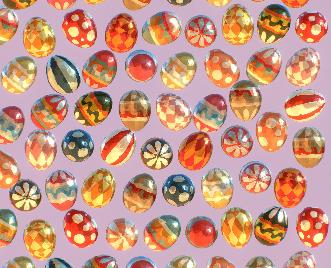 low poly art animated easter ornamental eggs 3d model max  fbx jpeg jpg ma mb obj 272193