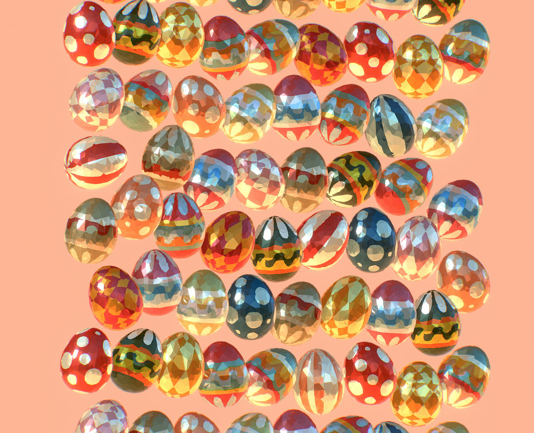 low poly art animated easter ornamental eggs 3d model max  fbx jpeg jpg ma mb obj 272194