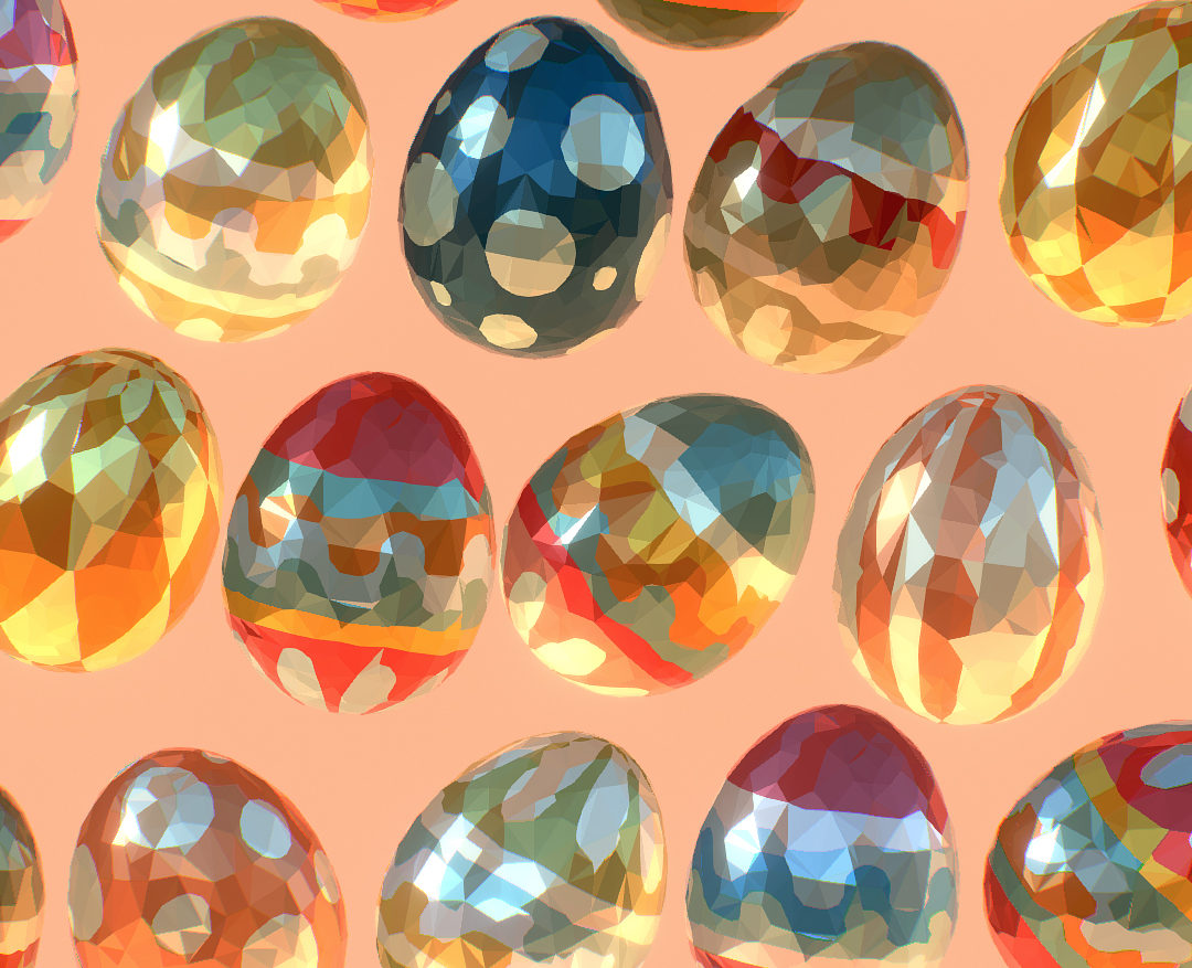 low poly art animated easter ornamental eggs 3d model max  fbx jpeg jpg ma mb obj 272198