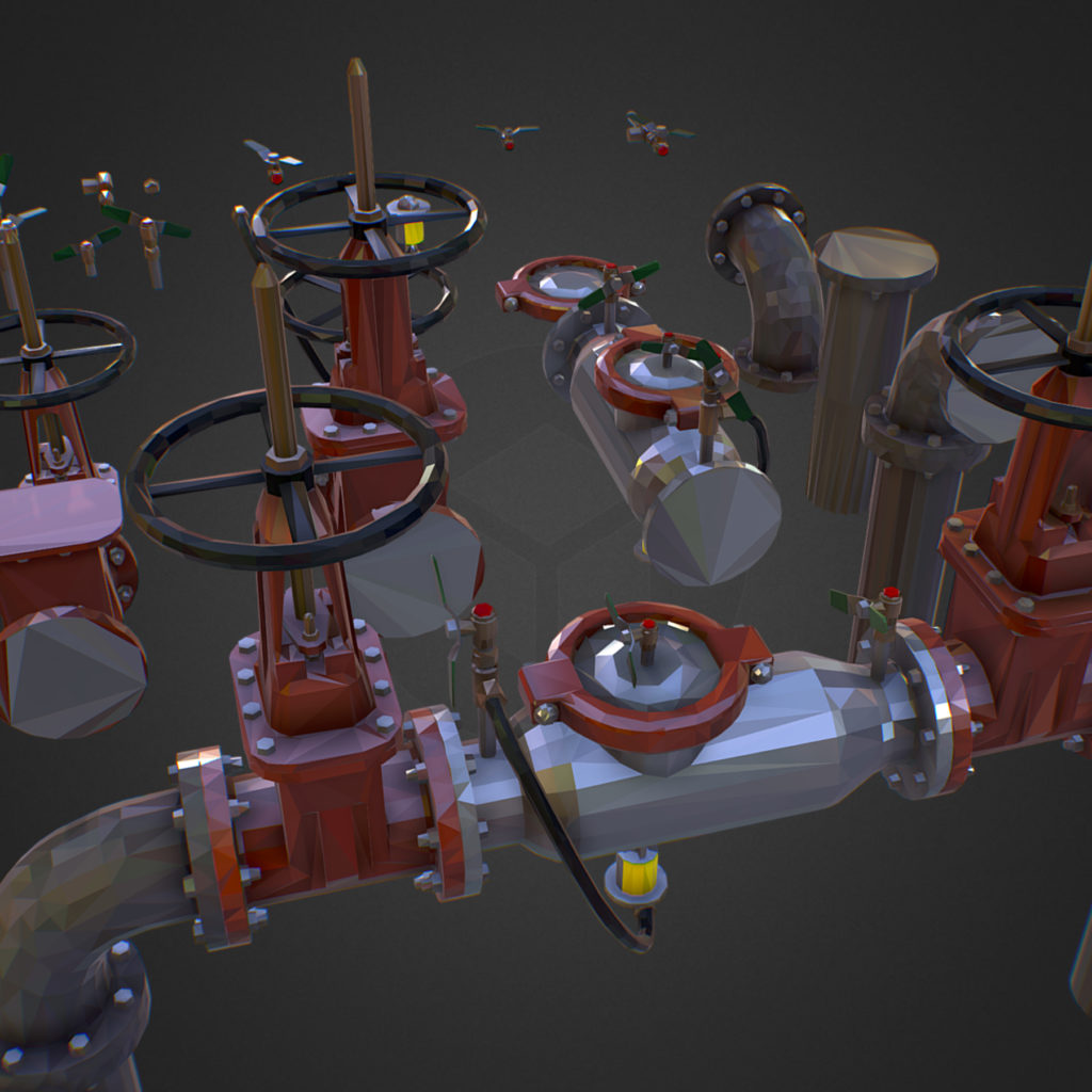 Poly Backflow Low Poly ART Backflow Water Pipe Constructor 3D Model - FlatPyramid