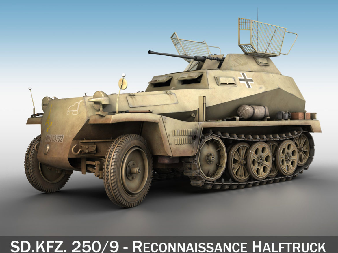 sd.kfz 250 – reconnaissance halftruck – 23 pzdiv 3d model 3ds fbx c4d lwo obj 273091