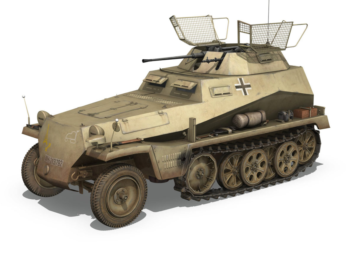 sd.kfz 250 – reconnaissance halftruck – 23 pzdiv 3d model 3ds fbx c4d lwo obj 273092