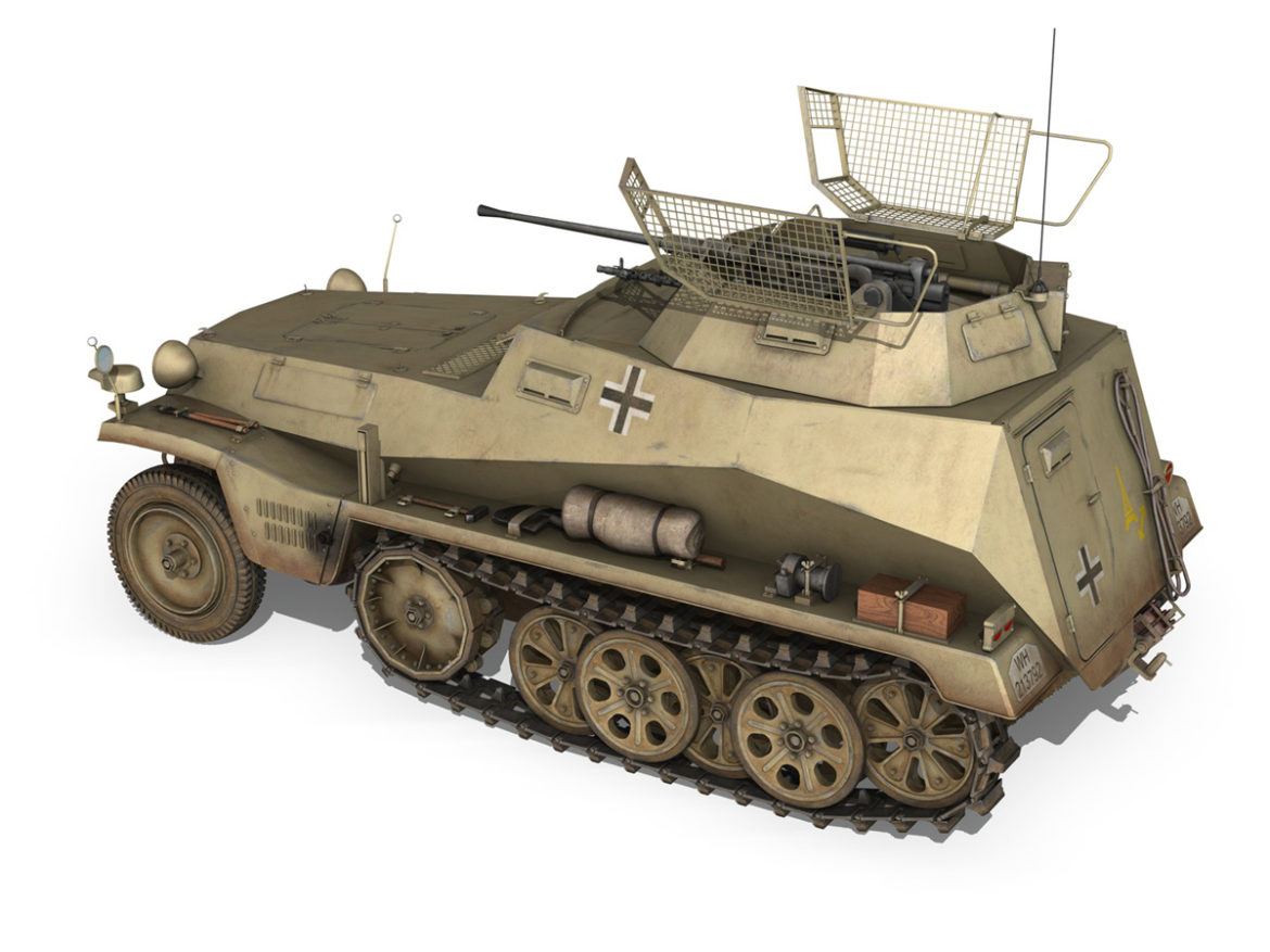 sd.kfz 250 – reconnaissance halftruck – 23 pzdiv 3d model 3ds fbx c4d lwo obj 273094