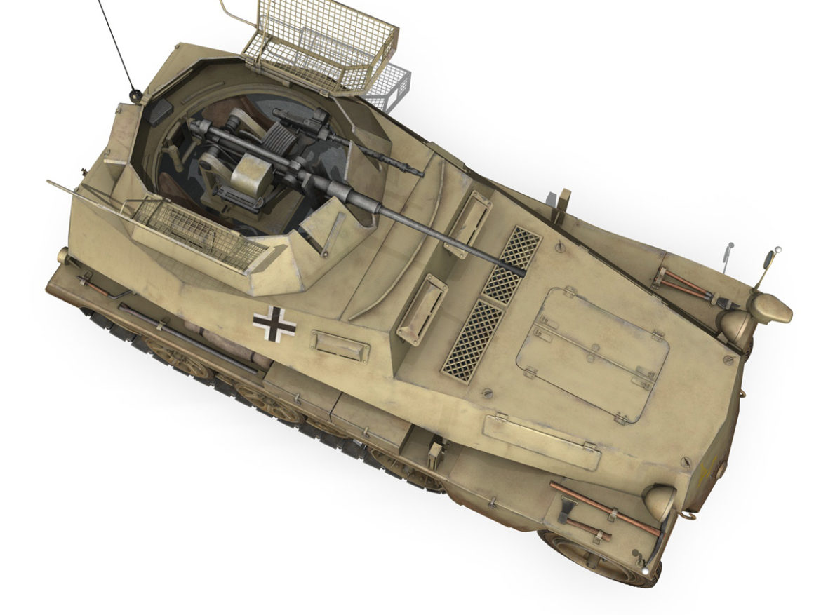 sd.kfz 250 – reconnaissance halftruck – 23 pzdiv 3d model 3ds fbx c4d lwo obj 273098