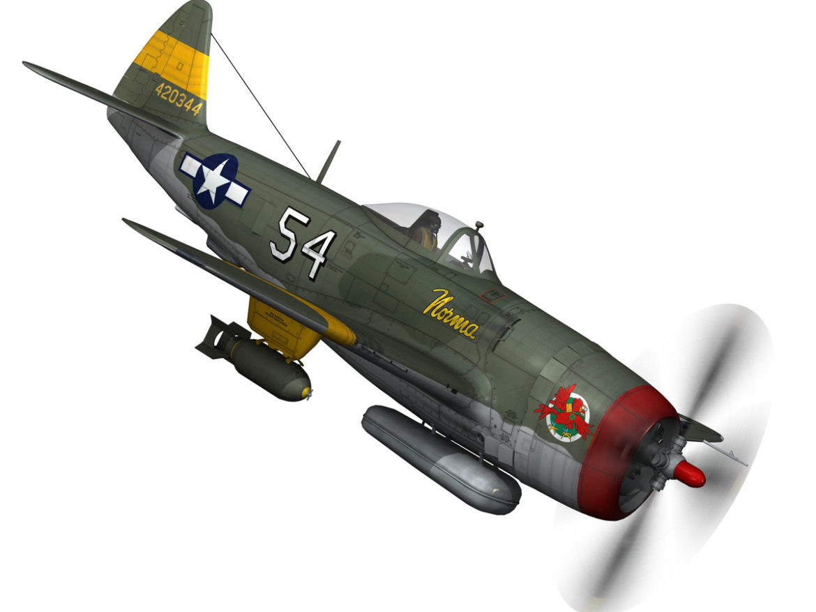republic p-47d thunderbolt – little bunny 3d model fbx c4d lwo obj 274225