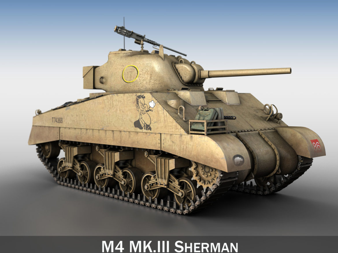 m4 sherman mk iii – early production 3d model 3ds fbx c4d lwo obj 274459